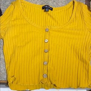 Mustard Yellow Crop Top With Buttons.